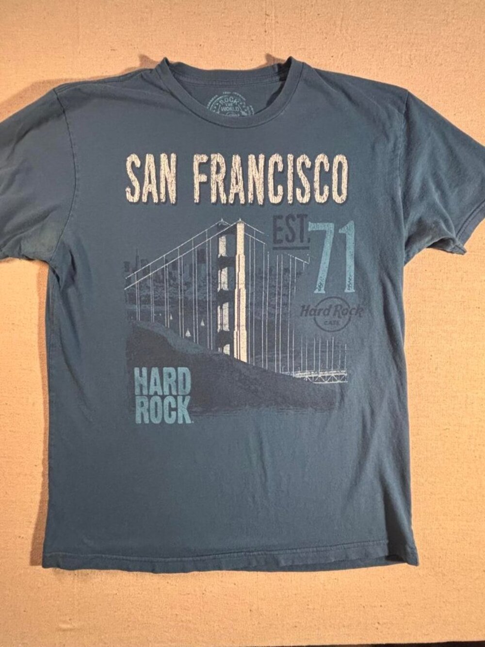 Hard Rock Cafe San Francisco Golden Gate Bridge Graphic Tee Blue Navy M